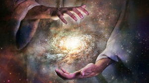 Hands holding the universe